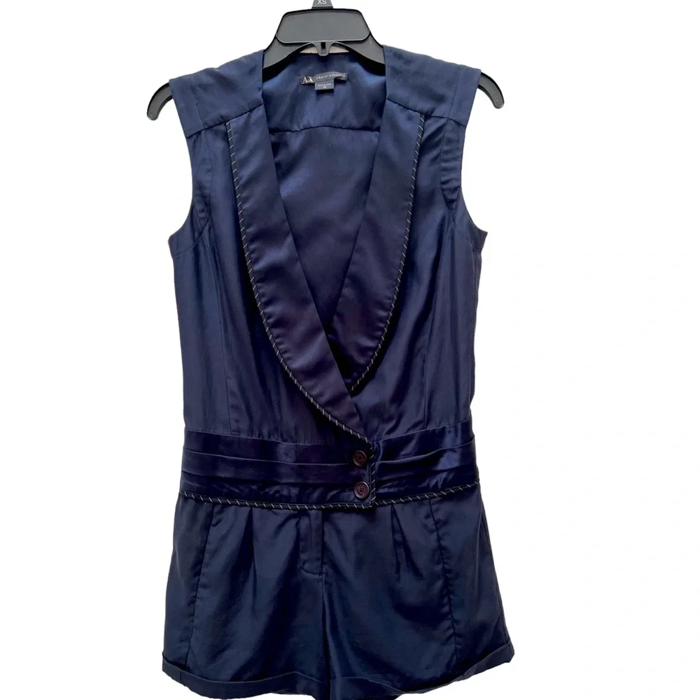 Armani Exchange Silk Tuxedo Rompers - Picture 1 of 8